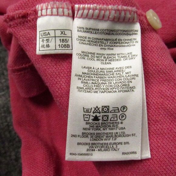 Brooks Brothers Shirt Men Extra Large Performance Polo Shirt Pink Supima Cotton - Picture 8 of 9